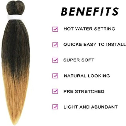 26 inch Faded Style Hairs Extension Stretched Braids Pony Long Size Hair High Temperature Easy Styling Synthetic Fiber Artificial Girls Stretched Hair Extensions