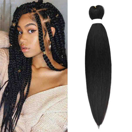 26 Inches Dark Black African Stylish Hair Extension Women Fashion Artificial Hairs  Synthetic Fiber Hair Wig Extensions - Black