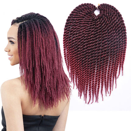 16 Inch Twist Crochet Braided Hair Extension Fiber Women Fashion Easy Clip Style Fake Hair Extensions Wig - Wine Red