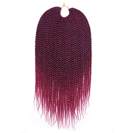 16 Inch Twist Crochet Braided Hair Extension Fiber Women Fashion Easy Clip Style Fake Hair Extensions Wig - Wine Red