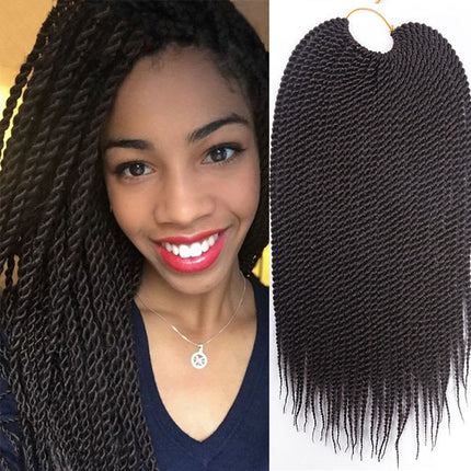 16 Inch Braided Hair Extension Twist Crochet Fiber Easy Clip Style Synthetic Braiding Fake Hair Wigs Extensions - Bl;ack