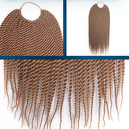 16 Inch Braided Hair Extension Twist Crochet Fiber Easy Clip Style Synthetic Braiding Fake Hair Wigs Extensions - Bl;ack