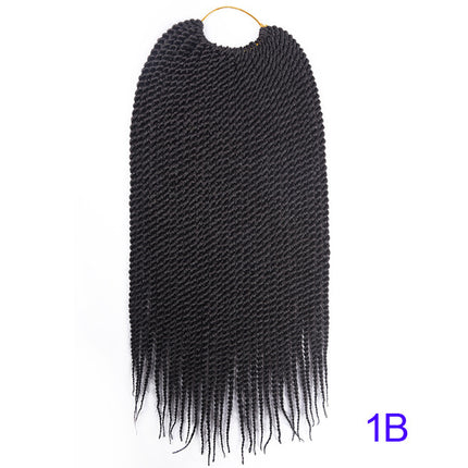 16 Inch Braided Hair Extension Twist Crochet Fiber Easy Clip Style Synthetic Braiding Fake Hair Wigs Extensions - Bl;ack