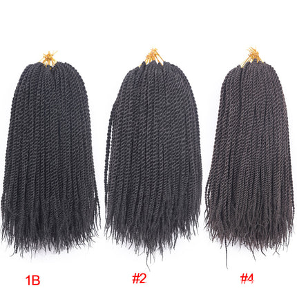 14 Inch Double Strand Braided Hair Extension Twist Low Temperature Easy Clip Style Fake Hair Wigs Extensions - Black