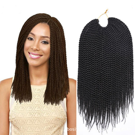 14 Inch Double Strand Braided Hair Extension Twist Low Temperature Easy Clip Style Fake Hair Wigs Extensions - Black