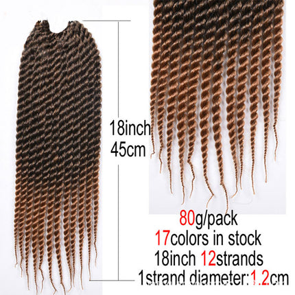 18 Inch Twist Hair Extension Women Fashion Afro Style Hairs Extension Synthetic Fiber Stylish Strand Braided Hairs Wigs Extensions