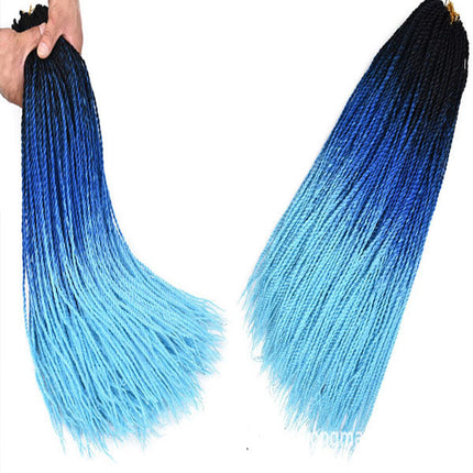 30 Inches Blue Faded Gradient Twisted Crochet Braid Hair Extension Fiber Strong Stylish Women Fashion Hairs Wigs Extensions