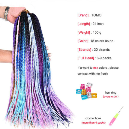 30 Inches Blue Faded Gradient Twisted Crochet Braid Hair Extension Fiber Strong Stylish Women Fashion Hairs Wigs Extensions