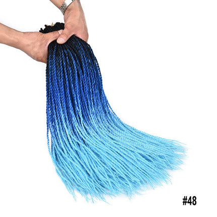 30 Inches Blue Faded Gradient Twisted Crochet Braid Hair Extension Fiber Strong Stylish Women Fashion Hairs Wigs Extensions