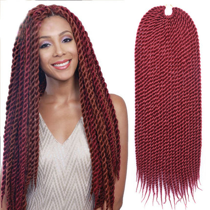 24 Inch Twist Crochet Braided Hair Extension Two Strand Hand Twisted Burgundy Afro Style Mambo Twist Crochet Hairs  Wigs Extensions