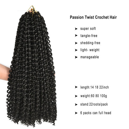 18 Inch Braided Hand Twisted Hair Extension Curly Wavy Goddess Crochet Braids Hair Wigs Extensions