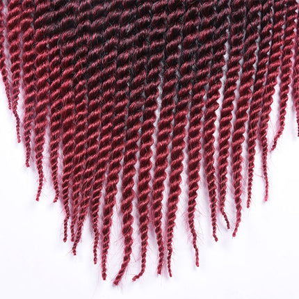 18 Inch Crochet Braided Hair Extension Two Strand Hand Twisted Wine Red Fake Hairs Wigs Extensions