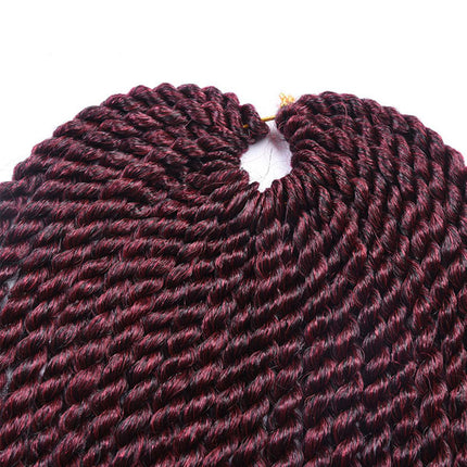 18 Inch Crochet Braided Hair Extension Two Strand Hand Twisted Wine Red Fake Hairs Wigs Extensions