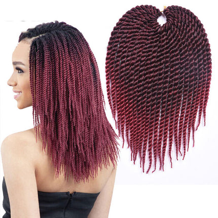 18 Inch Crochet Braided Hair Extension Two Strand Hand Twisted Wine Red Fake Hairs Wigs Extensions