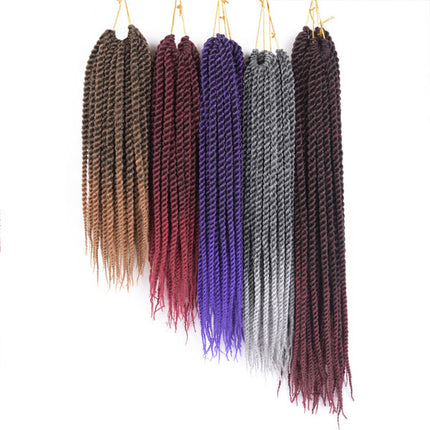 18 Inch Crochet Braided Hair Extension Two Strand Hand Twisted Wine Red Fake Hairs Wigs Extensions