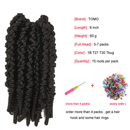 8 inch Curl Braided Bouncy Wand Hair Extension Spring Crochet Fancy Wigs Extension