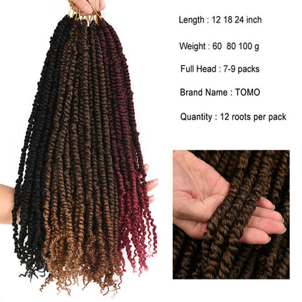 18 Inch Shaded Twisted Braid Curly Hair Extension African Women Fashion  Curly Fake Hairs Wigs Extensions