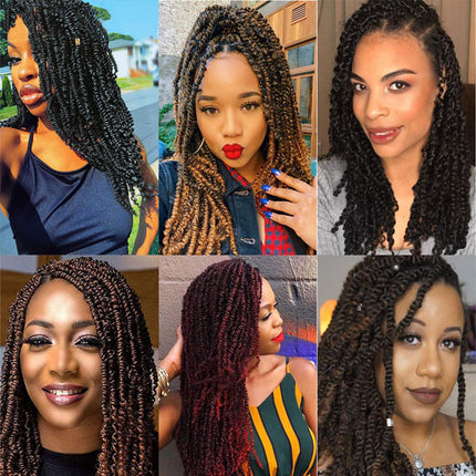 12 Inch Shaded Twisted Braid Curly Hairs Extension African Women Fashion Easy Patch High Quality Artificial Hairs Wigs Extension