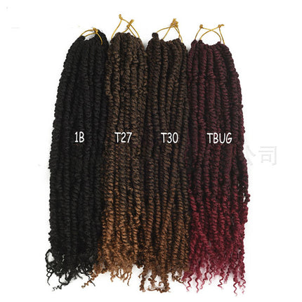 18 Inch Dark Brown Breaded Hairs Extension Twisted Braid Curly African Women Fashion Easy Patch  Curly Fake Hairs WIgs Extensions