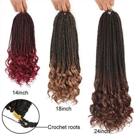 14 Inch Crochet Braids Two Tone  Curly Hair Extension High Quality Artificial Hairs Extensions - Dark Brown