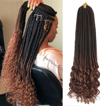 18 Inch Crochet Braids Two Tone  Curly Hair Extension High Quality Artificial Hairs Extensions - Dark Brown