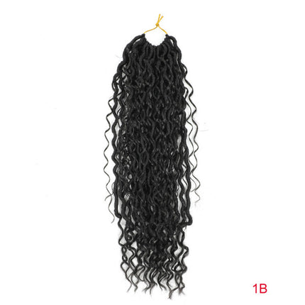 18 Inch Curly Crochet Braided Hair Extension Synthetic Braiding Fake Women Hair Wig Extensions - Black