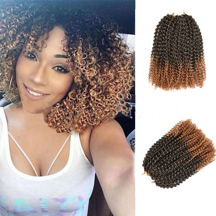 Baby Curly Kinky Cute Women Fashion Faded Bleach Short Length Hair Wig - Brown Faded