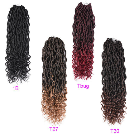 Faux Curly Crochet Braids Hollow Style Women Fashion Wear African Style Wig - Black