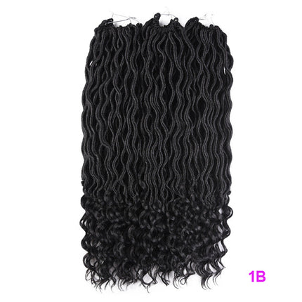 Faux Curly Crochet Braids Hollow Style Women Fashion Wear African Style Wig - Black