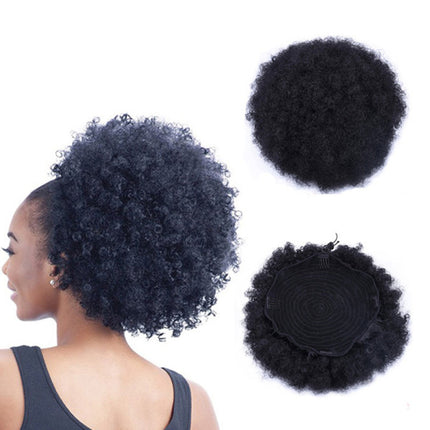 10 Inches Puff Style Black Puff Style Bun Wig Cross Border Head Hairs Fake Curly Hairs Ponytail Headgear Bun Afro Style Wigs