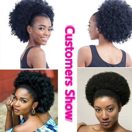 10 Inches Puff Style Brown Puff Style Bun Wig Cross Border Head Hairs Fake Curly Hairs Ponytail Headgear Bun Afro Style Wigs