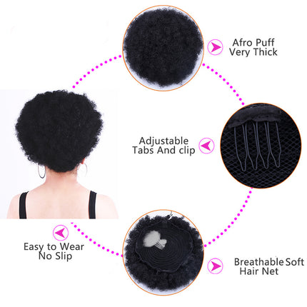 10 Inches Puff Style Brown Puff Style Bun Wig Cross Border Head Hairs Fake Curly Hairs Ponytail Headgear Bun Afro Style Wigs