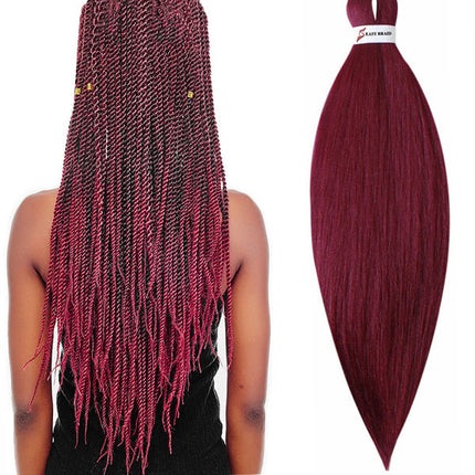 African Style Braided Pony Faded Style Women Fashion Fake Hair Braided Wig - 26 inch-Wine Red