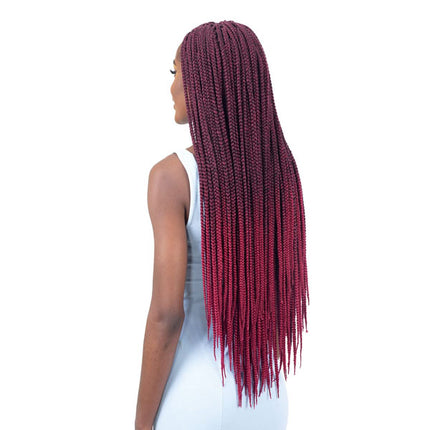 African Style Braided Pony Faded Style Women Fashion Fake Hair Braided Wig - 26 inch-Wine Red