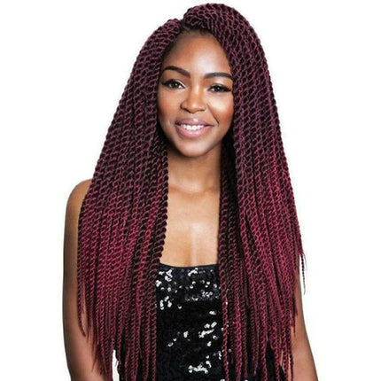 African Style Braided Pony Faded Style Women Fashion Fake Hair Braided Wig - 26 inch-Wine Red