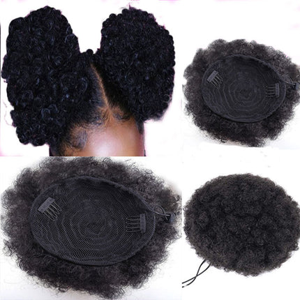 Rough Stylish Cross Stylish Curly African Stylish Ponytail Hair Bun Fake Women Fashion Hair Wig Bun - Black