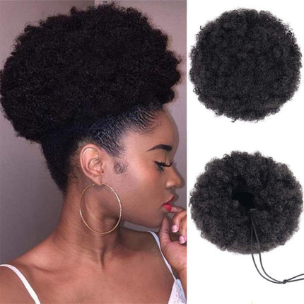 Rough Stylish Cross Stylish Curly African Stylish Ponytail Hair Bun Fake Women Fashion Hair Wig Bun - Black