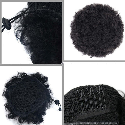 Rough Stylish Cross Stylish Curly African Stylish Ponytail Hair Bun Fake Women Fashion Hair Wig Bun - Black