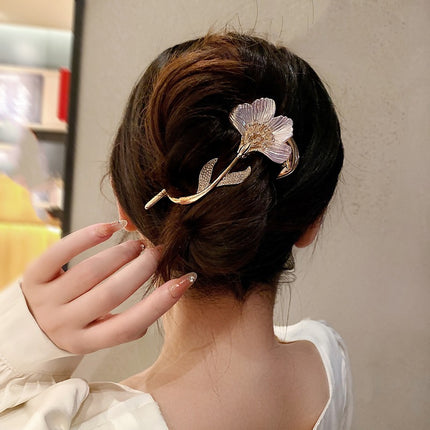 Patched Cute Floral Women Hair Decorative Party Wear Hair Grooming Clips - Pink