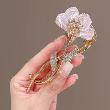 Patched Cute Floral Women Hair Decorative Party Wear Hair Grooming Clips - Pink