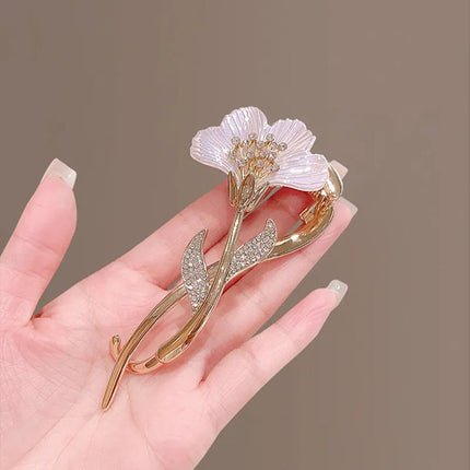 Patched Cute Floral Women Hair Decorative Party Wear Hair Grooming Clips - Pink