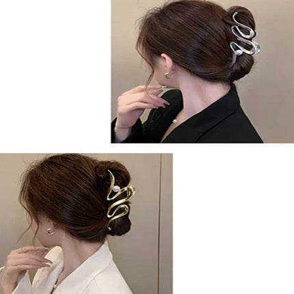 Wavy Pearl Decorative Fancy Head Wear Versatile Women Hair Clip - Golden