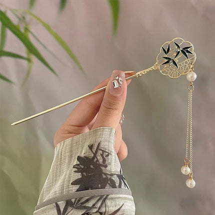 Retro Style Ancient Style Pearl Pendant Headwear Bun Lock Clip - Multi Color