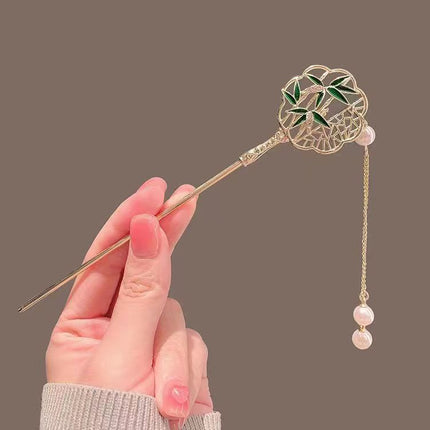 Retro Style Ancient Style Pearl Pendant Headwear Bun Lock Clip - Multi Color