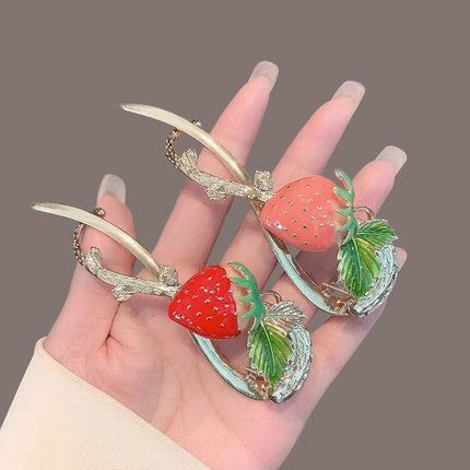 Strawberry Head Wear Cute Stylish Women Fashion Hair  Fancy Clips - Golden Multi