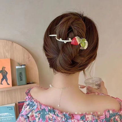 Strawberry Head Wear Cute Stylish Women Fashion Hair  Fancy Clips - Golden Multi