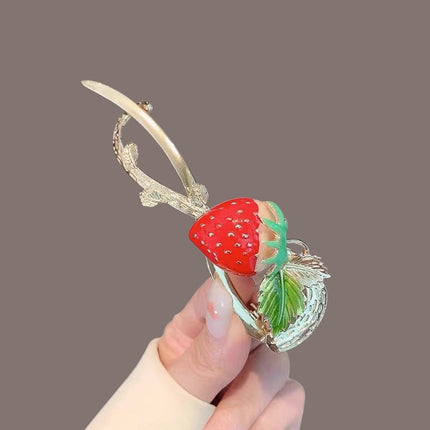 Strawberry Head Wear Cute Stylish Women Fashion Hair  Fancy Clips - Golden Multi