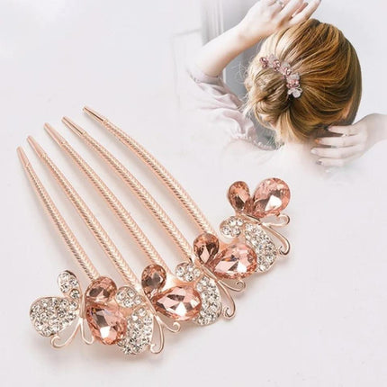 Stylish Vintage Hair Fashion Grooming Comb Hook Clip - Golden Pink