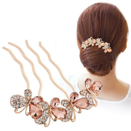 Stylish Vintage Hair Fashion Grooming Comb Hook Clip - Golden Pink