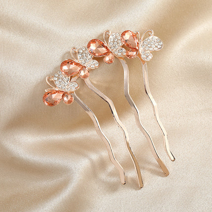 Stylish Vintage Hair Fashion Grooming Comb Hook Clip - Golden Pink